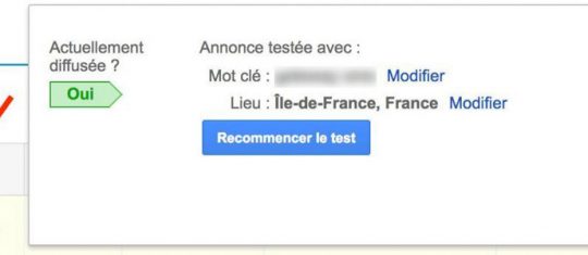 non-impression des annonces AdWords